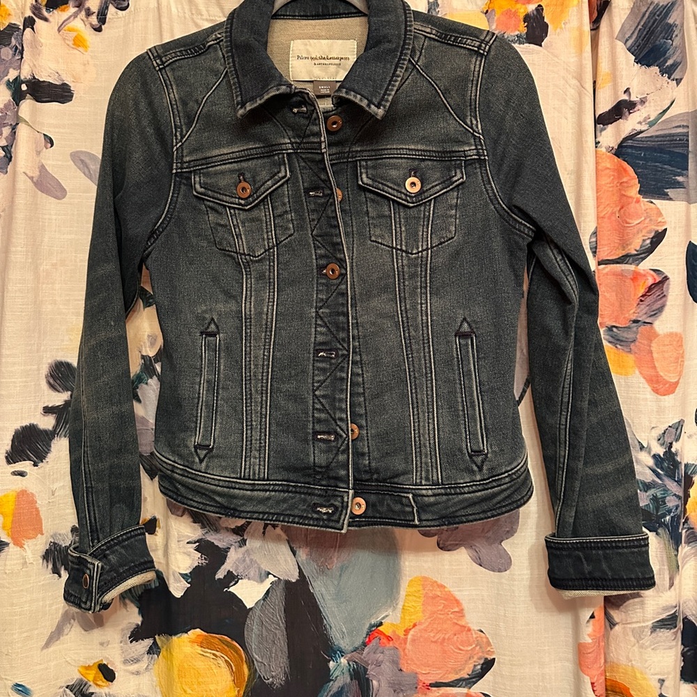 Anthropologie Blue Jean Jacket Classic Fitted Design